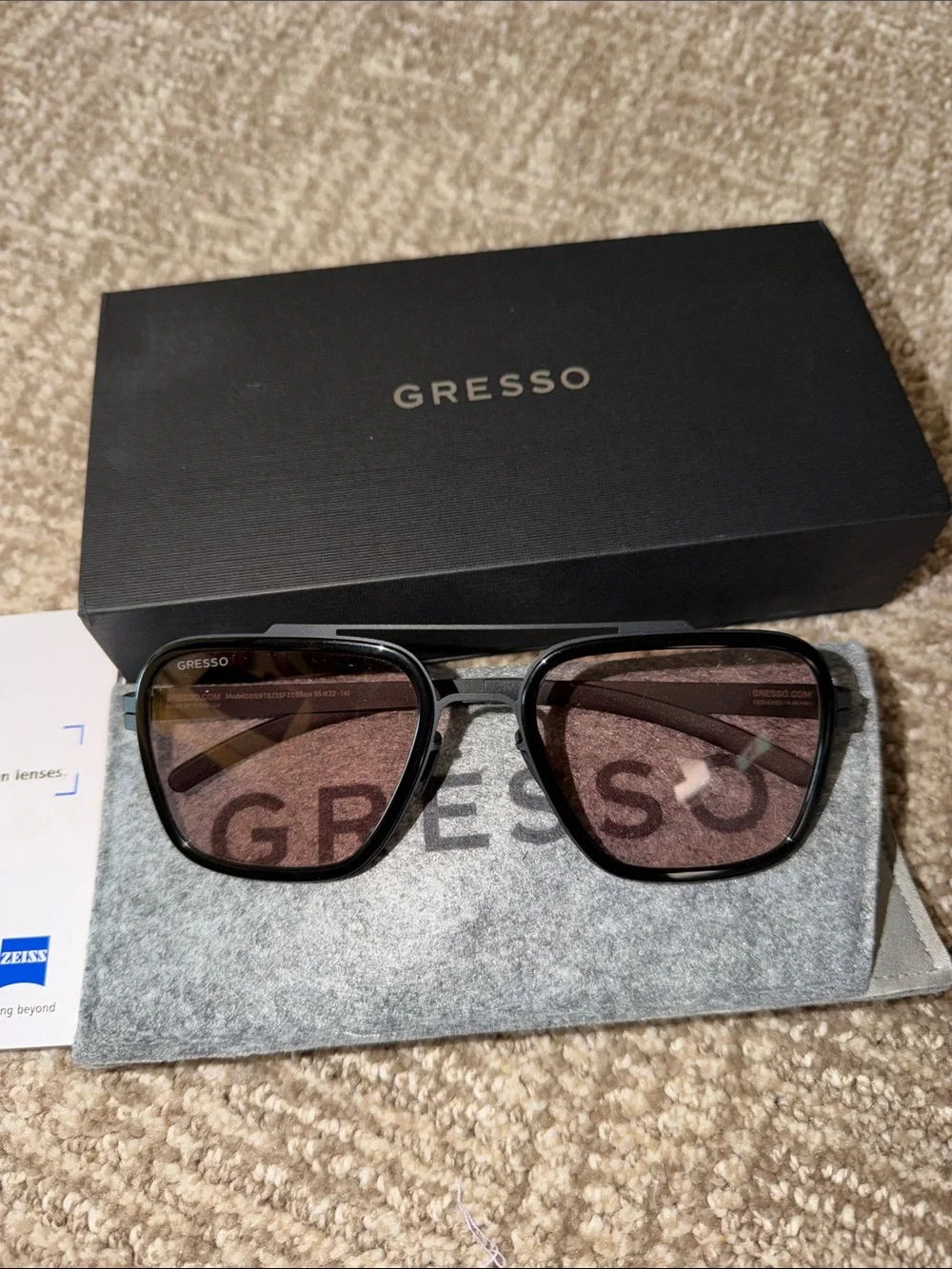 NWOT Gresso Henderson/Titanium Sunglasses